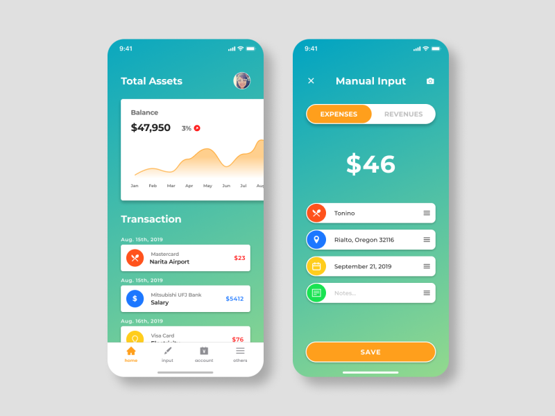 Expense app by Yusuke Kato on Dribbble