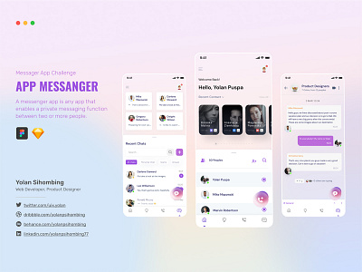 Messanger Chat App With Glassmorphism Effect app chat app design guidelines design system design trend figma glassmorphism messeger app mobile app neumorphism design ui design ui kit