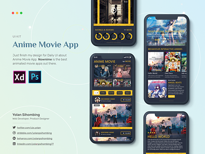 Anime Movie App anime app cartoon design guidelines design system mobile app mockup movie app tetflix app ui design ui kit xd
