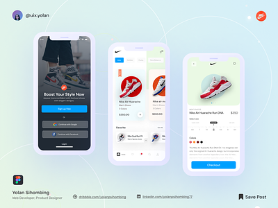 Nike Shoes E-commerce Shop app design guidelines design system ecommerce mobile app mockup movie app nike app shoes app ui design ui kit xd