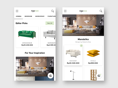 Nganoo - Home Decoration #1 app apps clean ecommerce furniture mobile mobileapp ui ux white