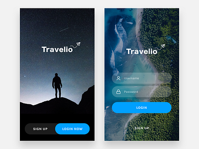 Exploration - Travelio Login Screen app apps mobile mobile apps ui