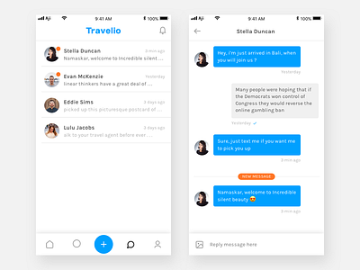 Exploration - Travelio Chat app apps clean minimal mobile mobile apps ui