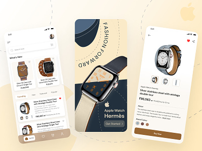Apple Watch Hermès - Mobile Application app apple apple watch design e commerce glassmorphism hermes light mobile app smart watch ui ux watch