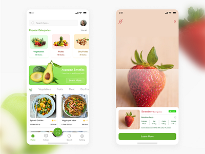 Scan It - A Fruit and Vegetable Scanner App appdesign apple art brandidentity figma futuristic glassmorphism graphic design green healthy inspiration mobile nutrition recipe scan trending uiux userexperience userinterface vectorart