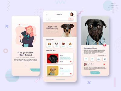 Dog Adoption app ui app ui ux design dog app flat ui ux