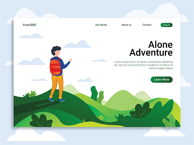 Alone Adventure Landing Page adventure design flat illustration landing page ui ux ui web page