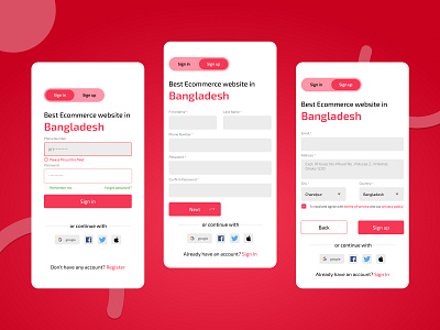 Mobile Sign in & Sign Up page app design design login mobile design mobile designer signin signup ui design