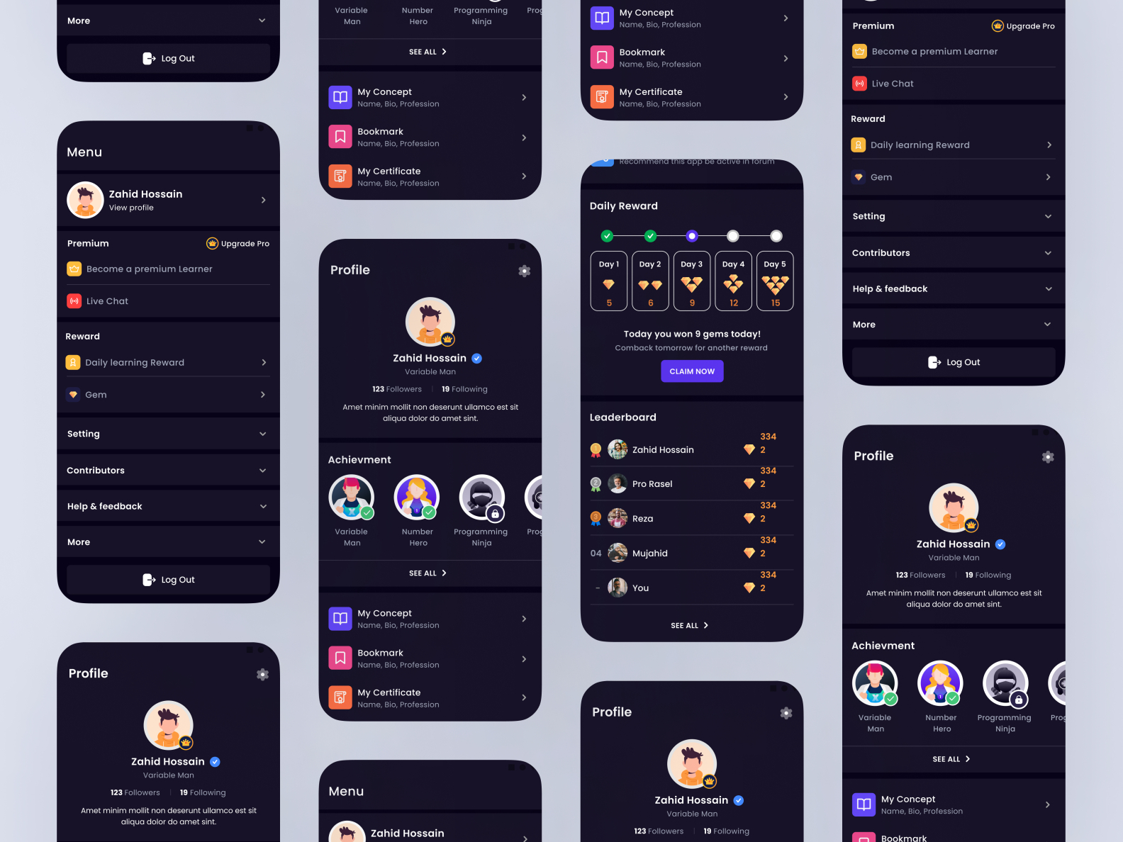 Profile UI by Zahid Hossain on Dribbble