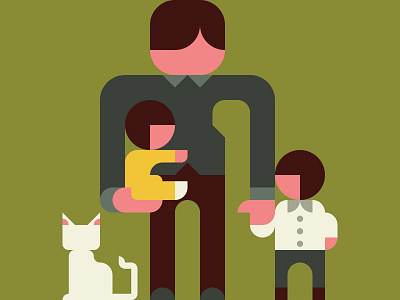Dad and Kids (My sons & I ) design flat geometry illustration kawaii kikagiga nemury patchworkapp