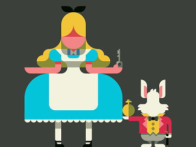 alice in wonderland alice cute design disney flat geometry girl illustration kawaii movie rabbit wonderland