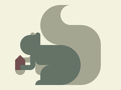 squirrel and acorn acorn animal cute flat flatdesign geometry illustration kawaii kikagiga nemury squirrel