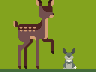Bambi animal bambi cute deer design disney flat flatdesign geometry illustration kawaii rabbit