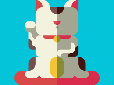 beckoning cat -with a Drawing app- animal beckon cat charm flat flatdesign patchworkapp