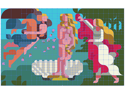 Grid -The Birth of Venus (Sandro Botticelli)- geometry grid masterpiece patchworkapp progress