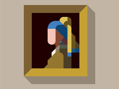 MASTERPIECE "Girl with a Pearl Earring" flat geometry iconic illustration masterpiece minimal nemury patchworkapp simple vermeer