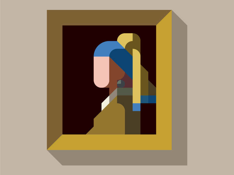 MASTERPIECE "Girl with a Pearl Earring" flat iconic nemury simple minimal illustration patchworkapp geometry masterpiece vermeer