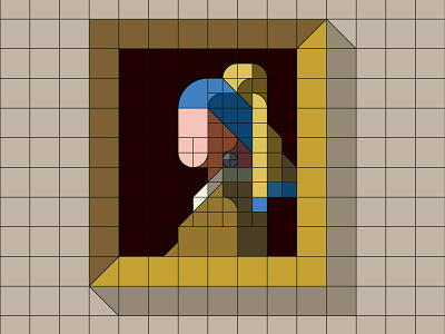 GRID WIP "Girl with a Pearl Earring" flat geometry iconic illustration masterpiece minimal nemury patchworkapp simple vermeer