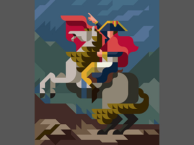 MASTERPIECE "Napoleon Crossing the Alps" alps flat geometry illustration masterpiece minimal napoleon nemury patchworkapp simple