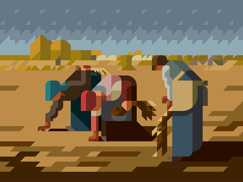 MASTERPIECE "The Gleaners" masterpiece museum historical minimalart minimalillustration minimaldesign geometricart geometricdesign reconstruction composition