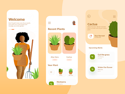 Plant Care App adobe xd african woman app clean colors concept design dribbble best shot garden illustration ios mobile nickelfox nigeria onboarding screen plant popular recent shots user experience