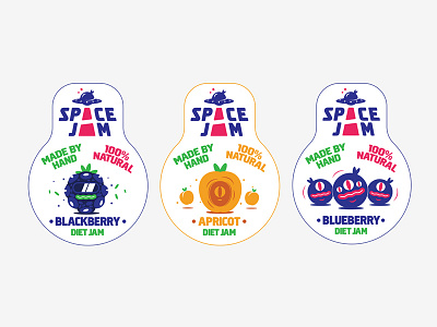 Space Jam / Jam label design alien apple cherry design fruit illustration jam jar label packaging space strwaberry