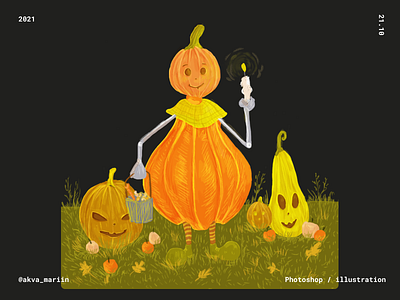 Mr. Pumpkin art card design digital digitalart halloween illustration photoshop pumpkin