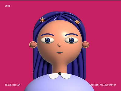 Character with blue hair 3d 3d character blue branding digitalart graphic design illustration illustrator