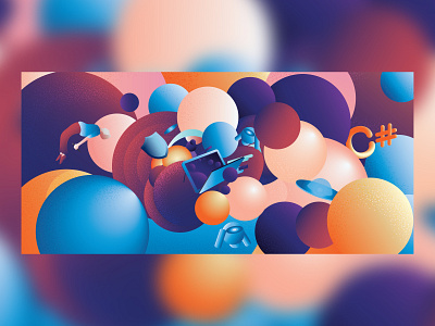 rounded colorful world character colors cybersecurity gradients graphic design illlustration illustrator noise pallete programming radial rounded shapes