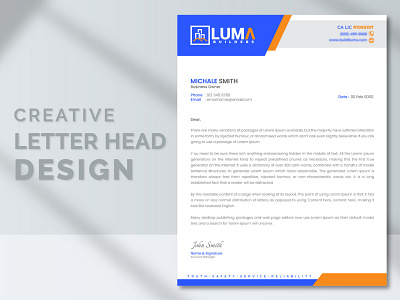 Business Letterhead Design or Cover Letter Template