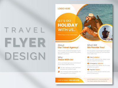 Modern Travel Flyer Design or Leaflet Template.