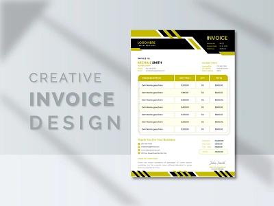 Creative Business Invoice Design or Price List Template. branding excel invoice flyer design graphic design invoice invoice design invoice template letterhead deisgn price list sales sheet typography ui ux