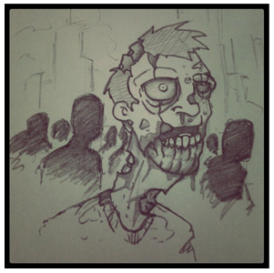 Zombie art doodle drawing illustration pencil sketch