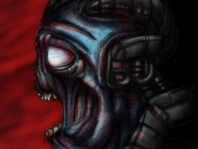 Finished iPhone digital painting crazy digital illustration iphone painting zombie