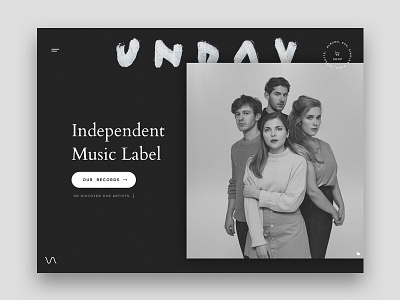 Unday Records Home Exploration black interface clean dark ui film grain hero minimal minimalistic ui ux webdesign