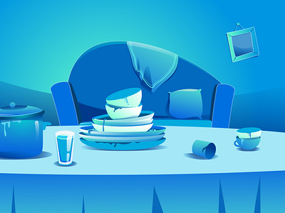 room background art birthday blue design happy illustraion motion design motiongraphics room