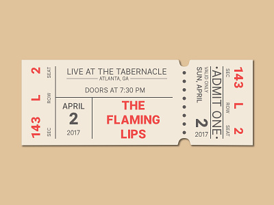 Concert Ticket concert flaming lips illustration tabernacle ticket