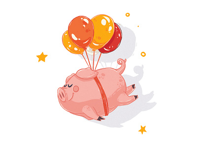 Flying pig illustration character character design design illustration impossible procreate