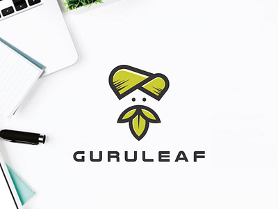 guru leaf app flat logo ui ux vector