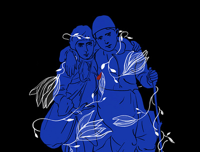 Let the wounds blossom blue digitalart drawing humans illustration procreate procreate art