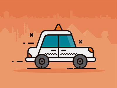 Egyptian Taxi design egypt icon illustraion ride hailing skyline taxi transportation vector