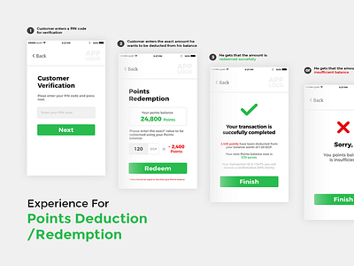 Points Deduction/Redemption mobile views