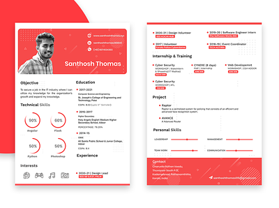 Resume branding design desinger minimal photoshop red resume resume clean resume cv resume design resume template typography ux