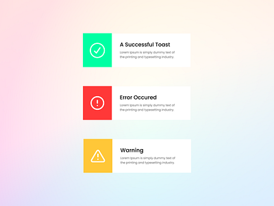 Toast Message alert desinger message minimal notification popup toast ui ux web