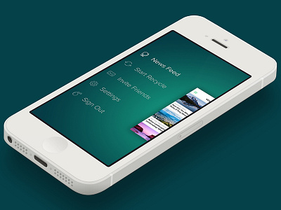 Upcoming iOS Application app feed green ios iphone menu news recycle settings