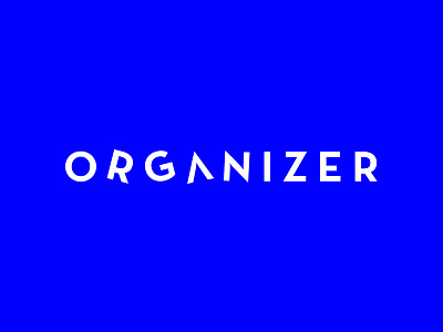 organizer blue company identity logo mix organize slanted strong