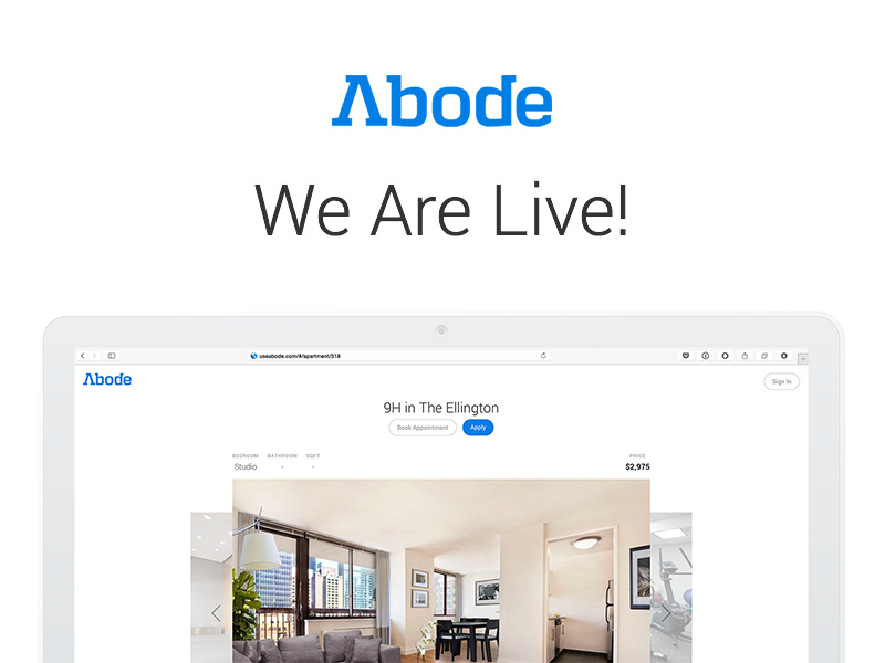 Abode is LIVE! clean white ny new york real estate broker no fee launch live apartment abode