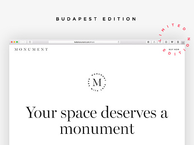 Monument budapest commerce launch limited minimal monument picture site squarespace webdesign website white