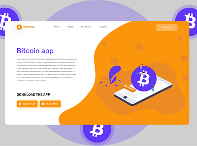 Bitcoin Wallet App app app design bitcoin bitcoin wallet clean crypto cryptocurrency design e wallet e wallet app mockup ui ui design ux ux design web website website design