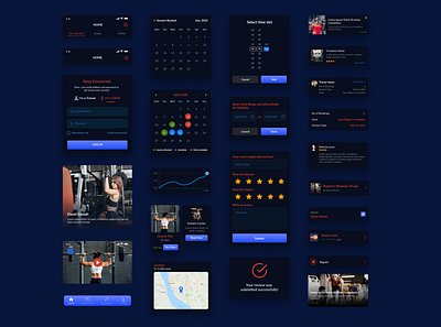 Gym App Ui Elements app design app ui kit design gym app gym app ui gym app ui kit mockup ui ui design ui elements ui kit ux ux design widgets